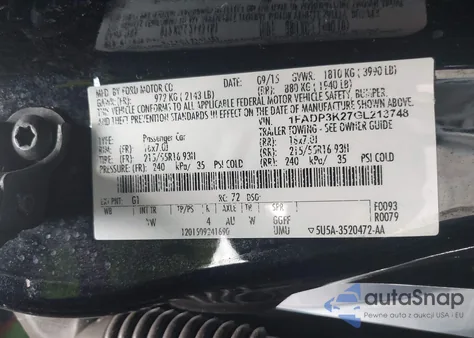 2016 Ford Focus Se из США, поврежденный, VIN 1FADP3K27GL213748